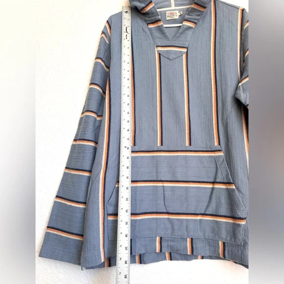 Faherty Men’s Biarritz Hoodie Sweater Blue Pullover Aztec Theme Sz Medium - Picture 11 of 13